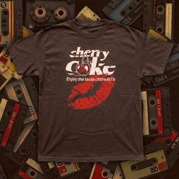Tops - Cherry Coke Enjoy The Taste Of The 80S Brown T-Shirt